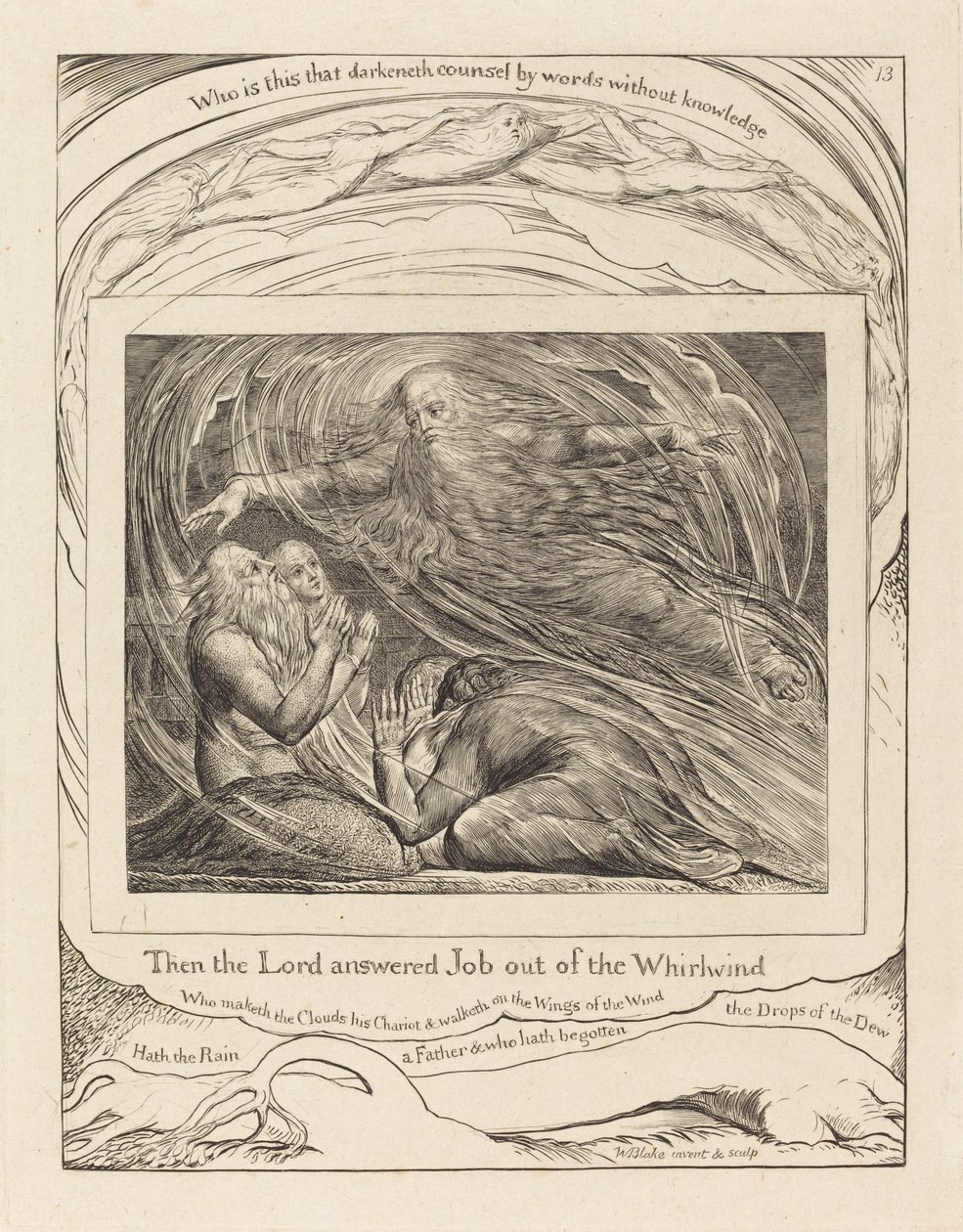 De Heer die Job Antwoordt uit de Wervelwind door William Blake
