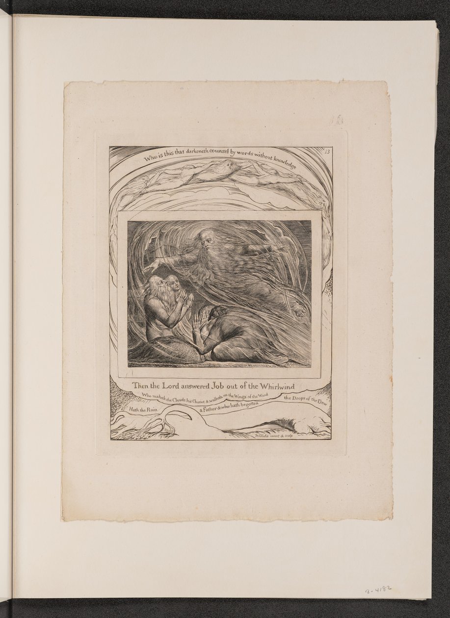 De Heer antwoordt Job uit de wervelwind, 1825 door William Blake
