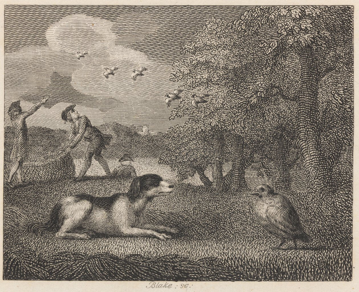 De Staande Hond en de Patrijs door William Blake