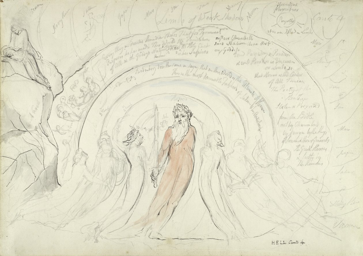 De Schimmen van Homerus en andere Dichters uit de Oudheid, illustratie bij de Goddelijke Komedie van Dante Alighieri, 1824-27 door William Blake