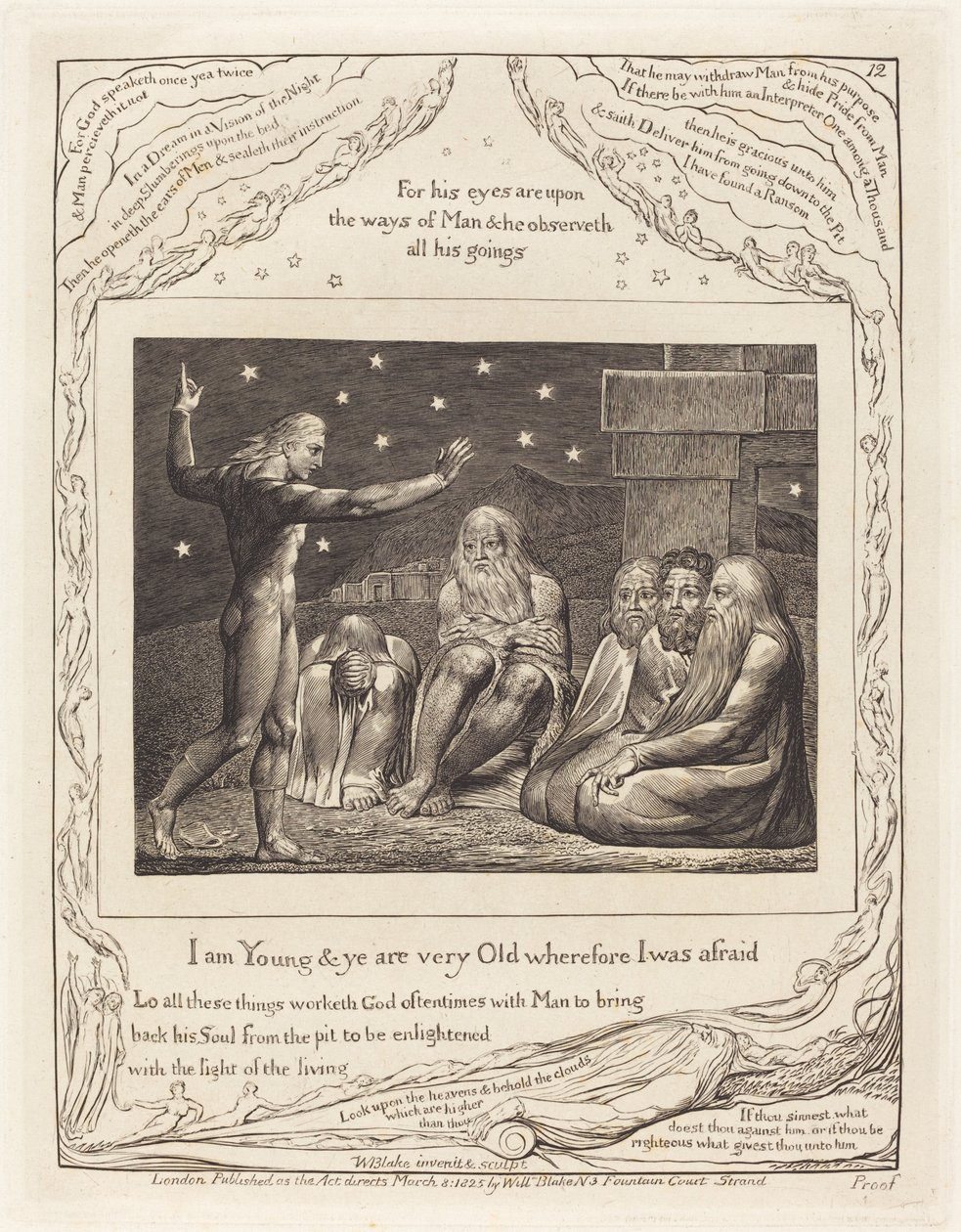 De toorn van Elihu, 1825 door William Blake