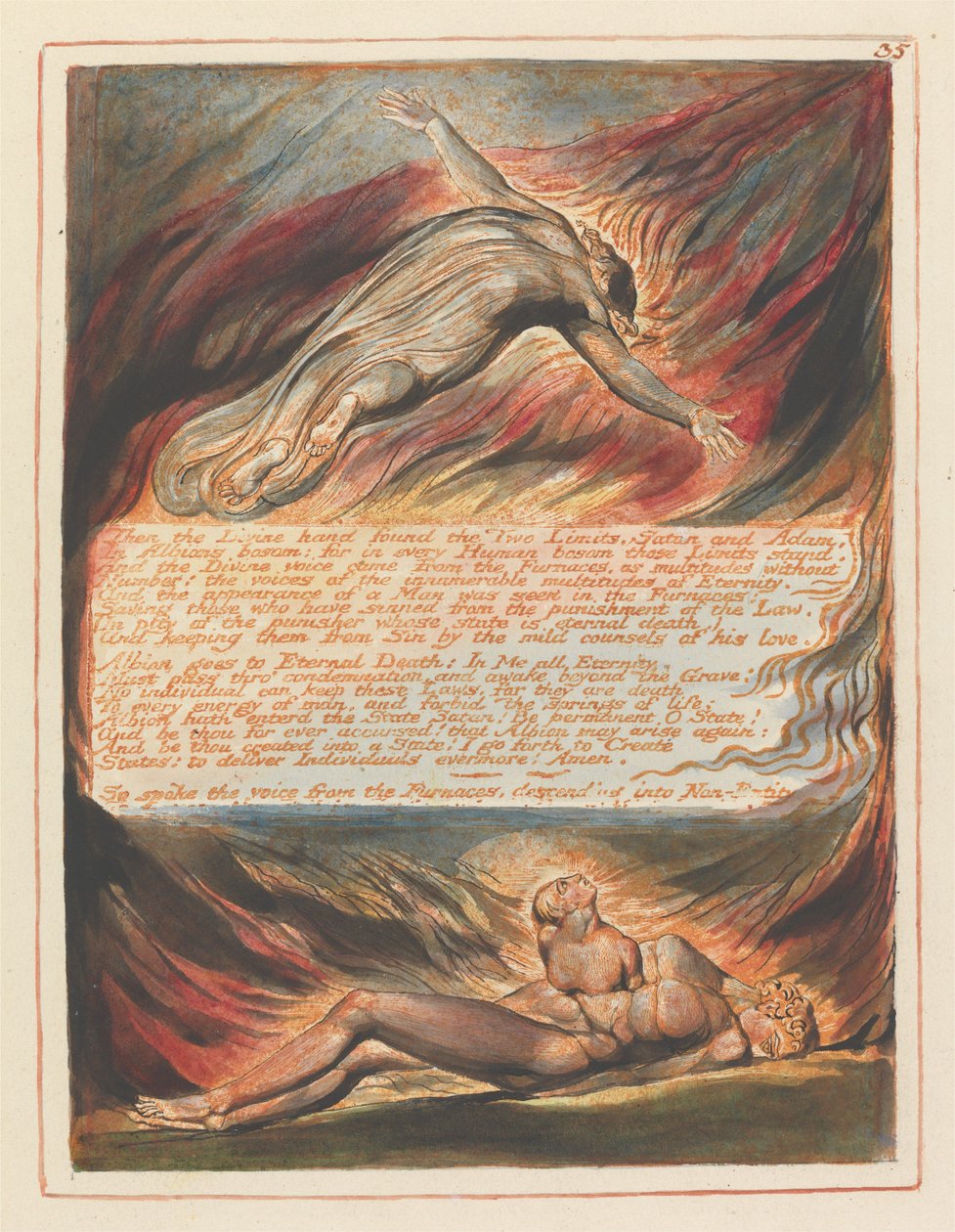 "Dann fand die göttliche Hand die zwei Grenzen..." (Tafel 35) door William Blake