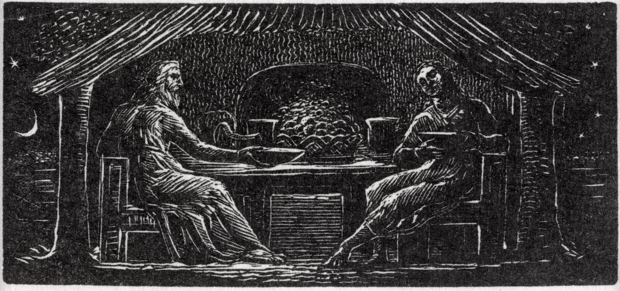 Thenot en Colinet eten samen, illustratie uit Dr. Thornton