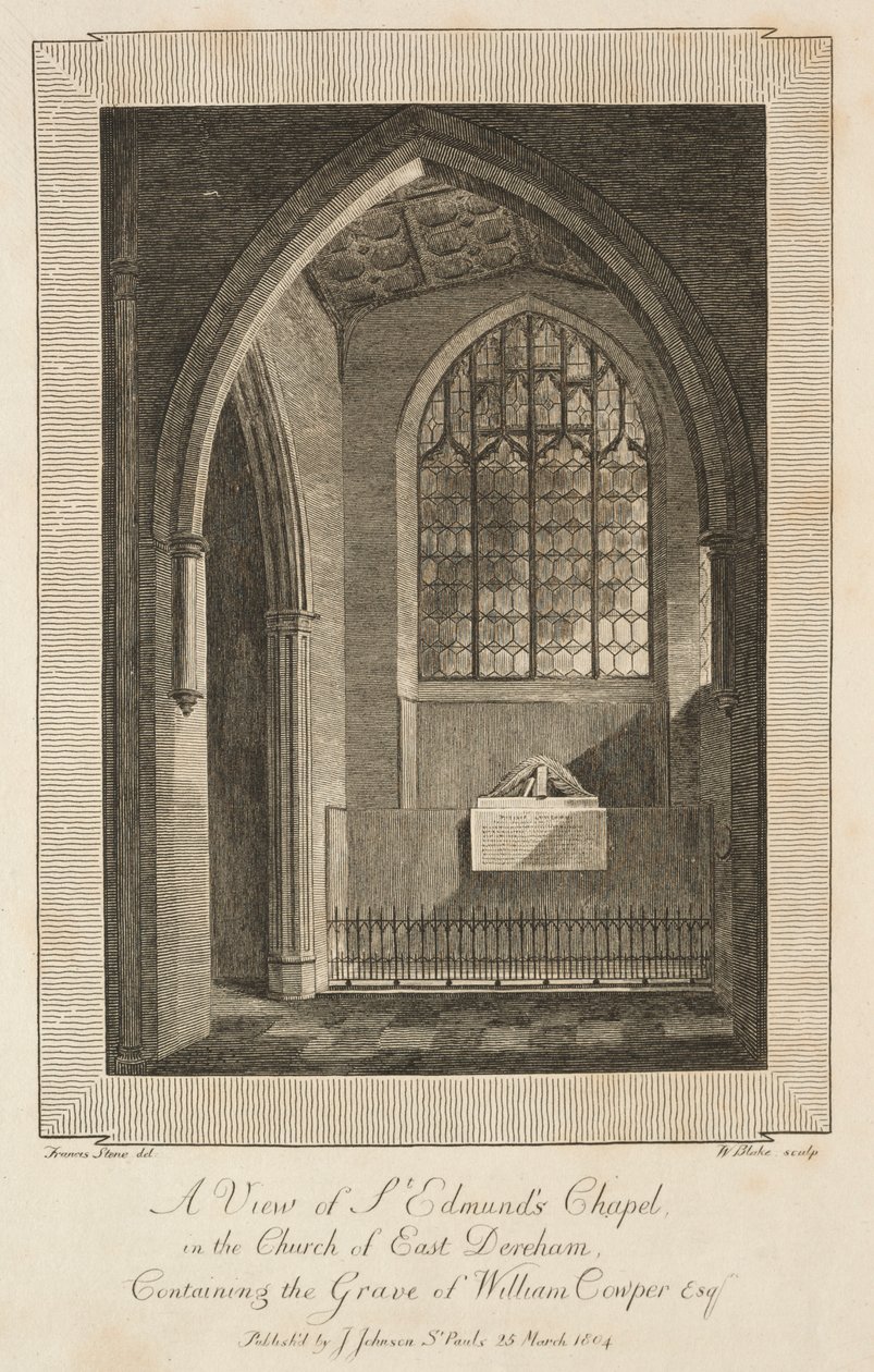 Uitzicht op St. Edmunds Kapel in de kerk van East Dereham..., 1804 door William Blake