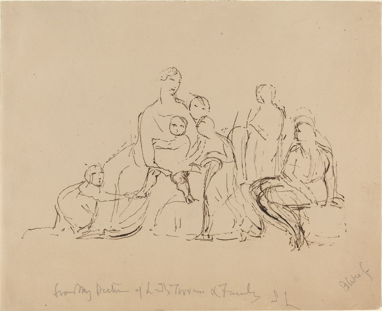 Lady Torrens en Familie door William Blake after John Linnell