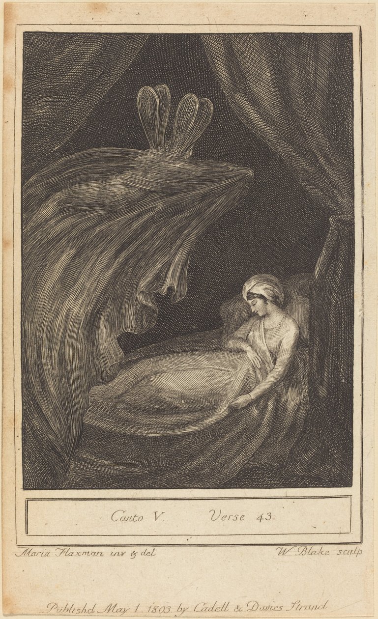 Canto V, Vers 43 door William Blake after Mary Ann Flaxman