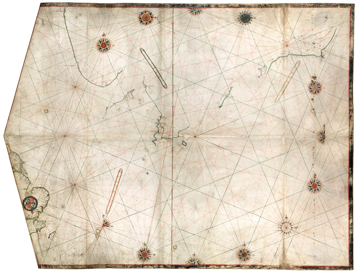 Portulaan kaart gemaakt door William Borough die het zeegebied van de Noordzee en de Oostzee toont, van de oostkust van Engeland tot de kop van de Golf van Zweden, c.1580 door William Borough