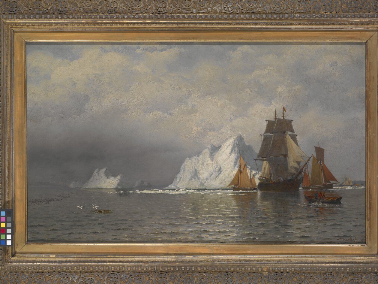 Walvisvaarder en Vissersschepen bij de Kust van Labrador door William Bradford