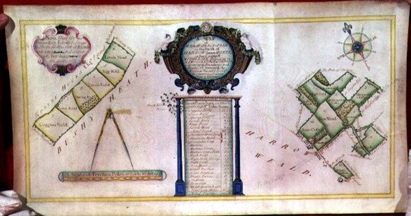 Archief 2420 Kaart van Mease Place Farm in de parochie van Harrow, behorend tot New College, Oxford door William Brasier