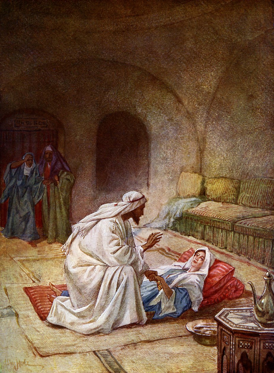 Jezus geneest een ziek meisje - Bijbel door William Brassey Hole