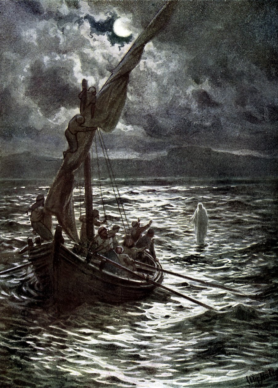 Jezus loopt op het water - Bijbel door William Brassey Hole