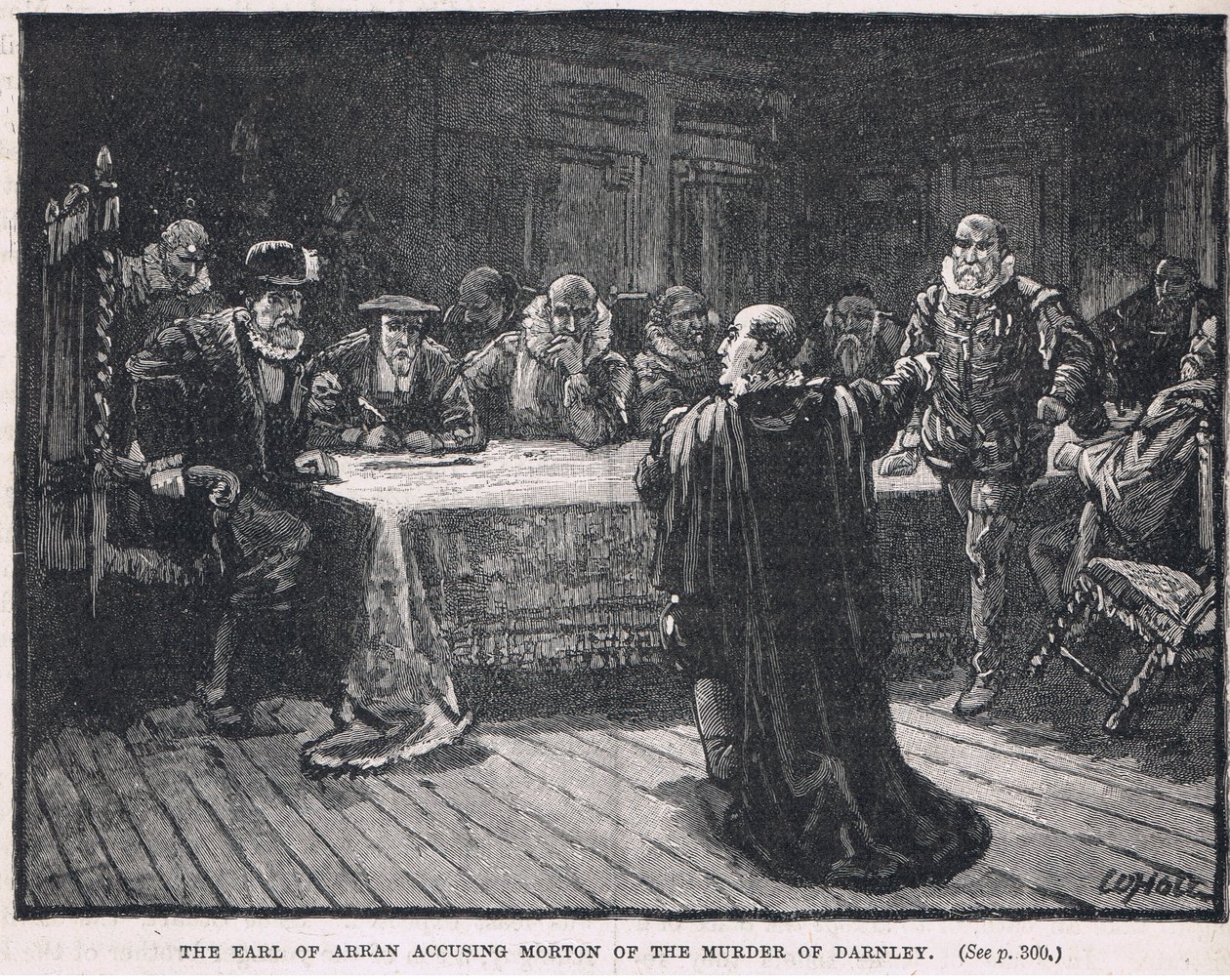 De Graaf van Arran beschuldigt Morton van de moord op Darnley 1581 door William Brassey Hole