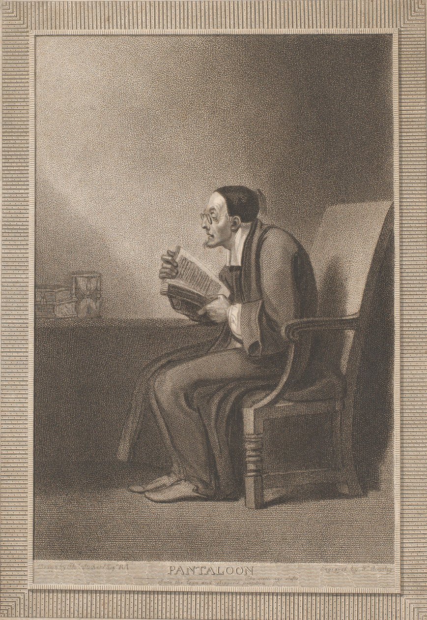Pantaloon: De zesde leeftijd verschuift naar de magere en geslipte Pantaloon Shakespeare, As Y..., 1799 door William Bromley