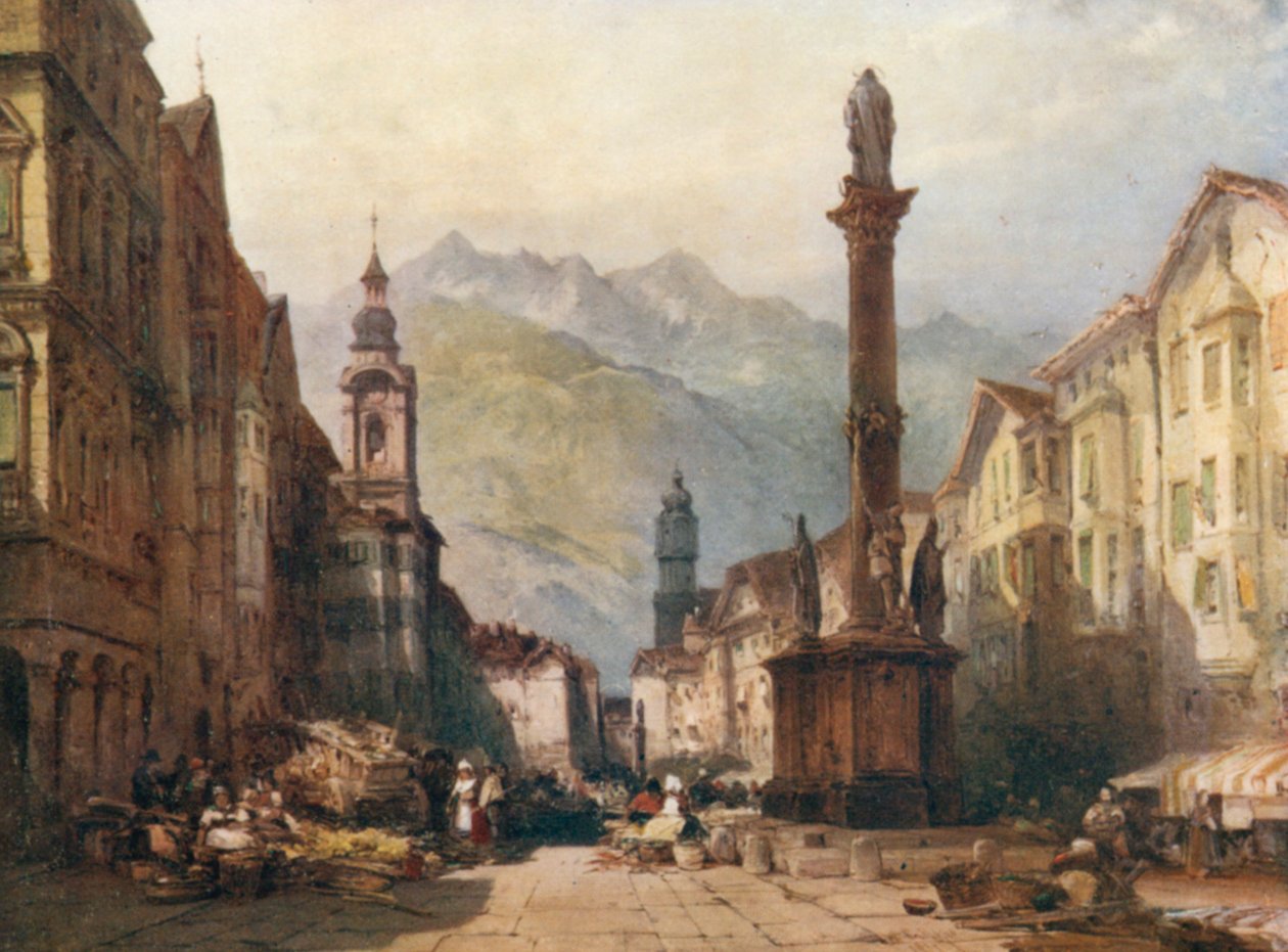 Innsbruck, van een olieverfschilderij (kleurenlitho) door William Callow