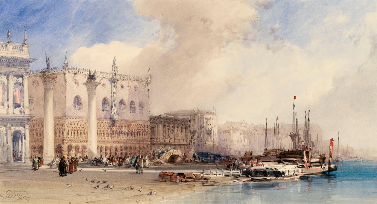 Het Dogenpaleis, Venetië, 1874 door William Callow