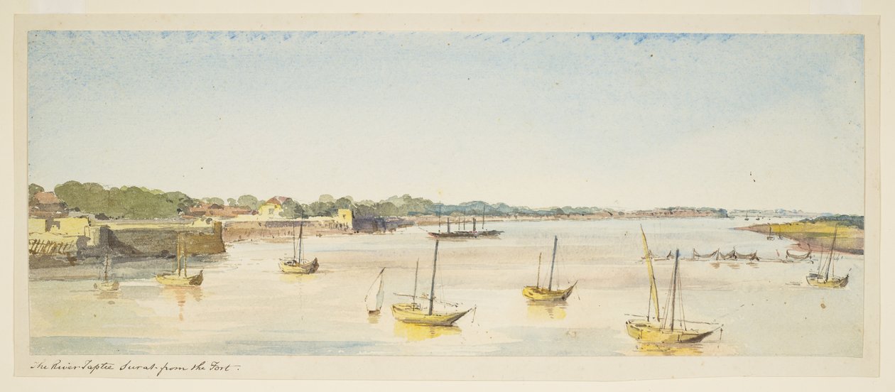 Rivier Taptie, Surat vanaf het fort (boten) door William Carpenter