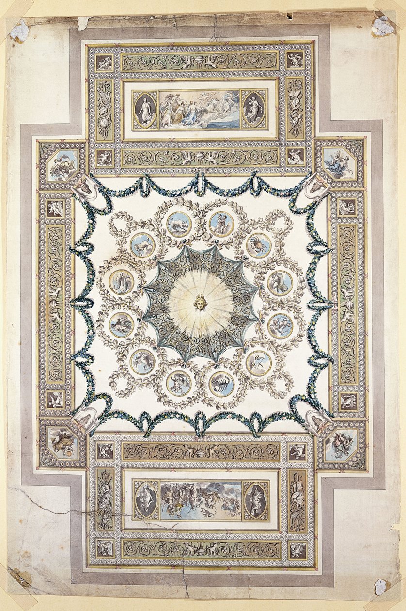 Ontwerp voor het plafond van de bibliotheek in Woburn Abbey door William Chambers