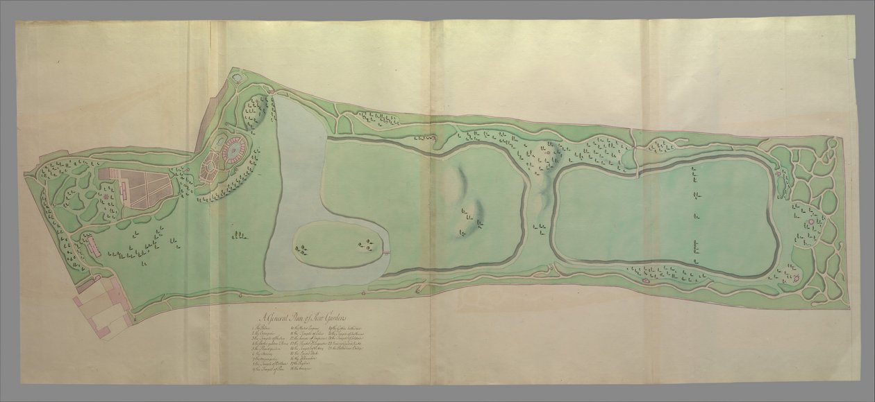 Algemeen Plan van de Tuinen in Kew, 1763 door William Chambers
