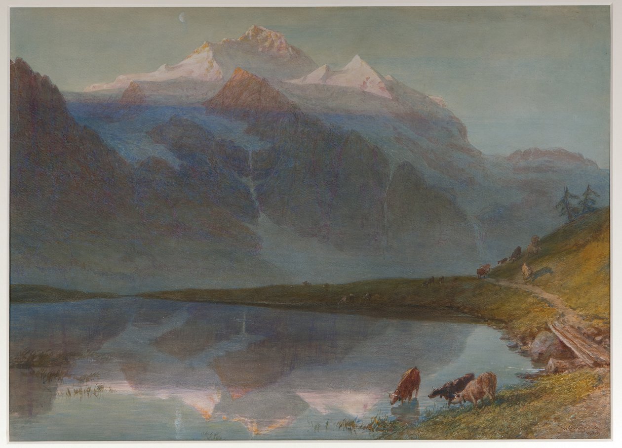 Berglandschap - Jungfrau (aquarel) door William Collingwood
