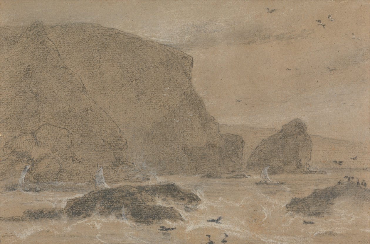 Rots met zeekraal, St. Agnes, Cornwall door William Daniell