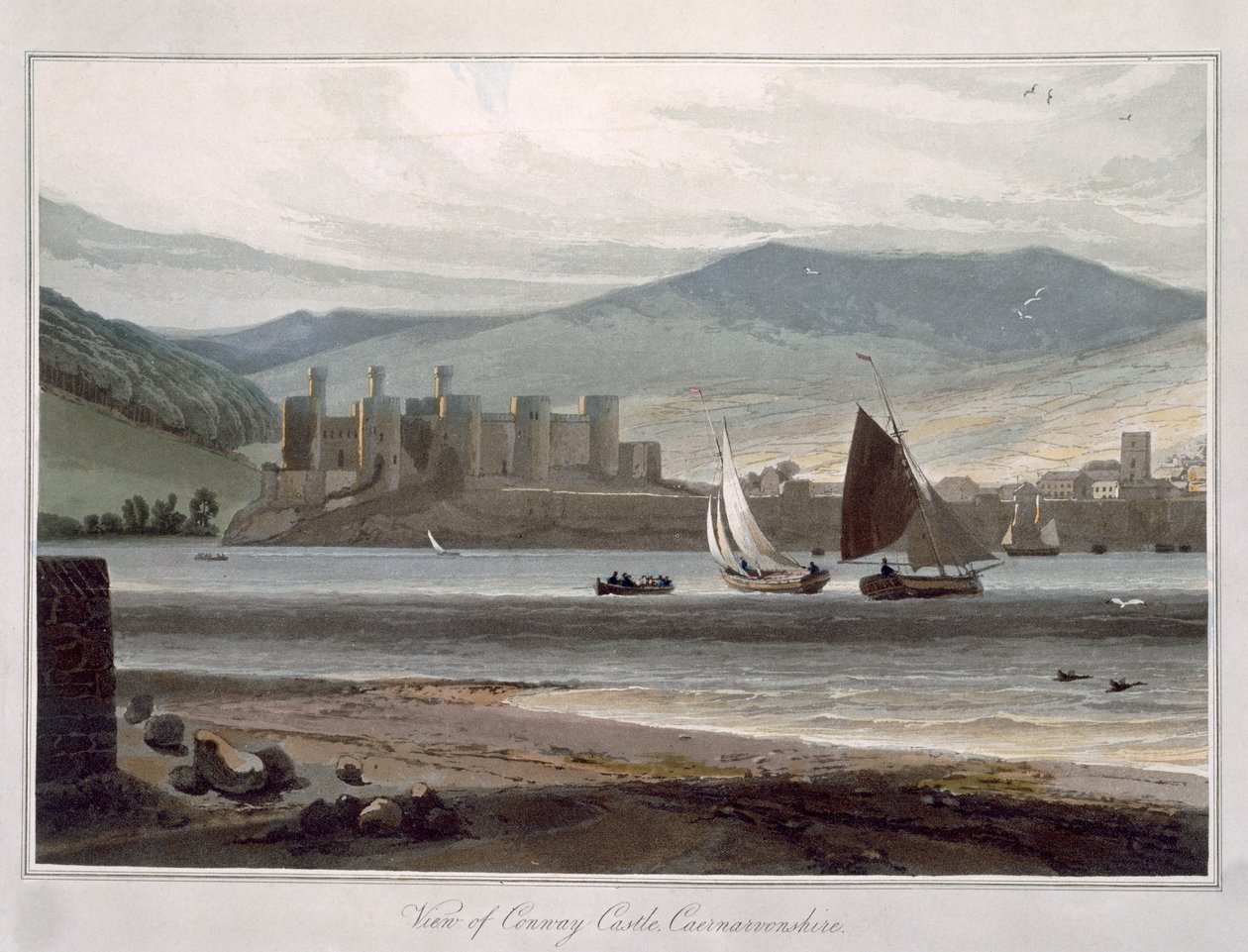 Uitzicht op Conway Castle, Caernarvonshire, uit 