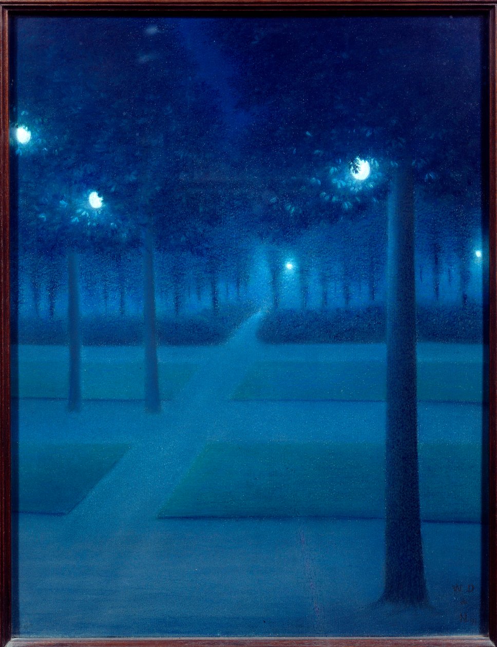 Nacht in het Parc Royal de Bruxelles door William Degouve de Nuncques