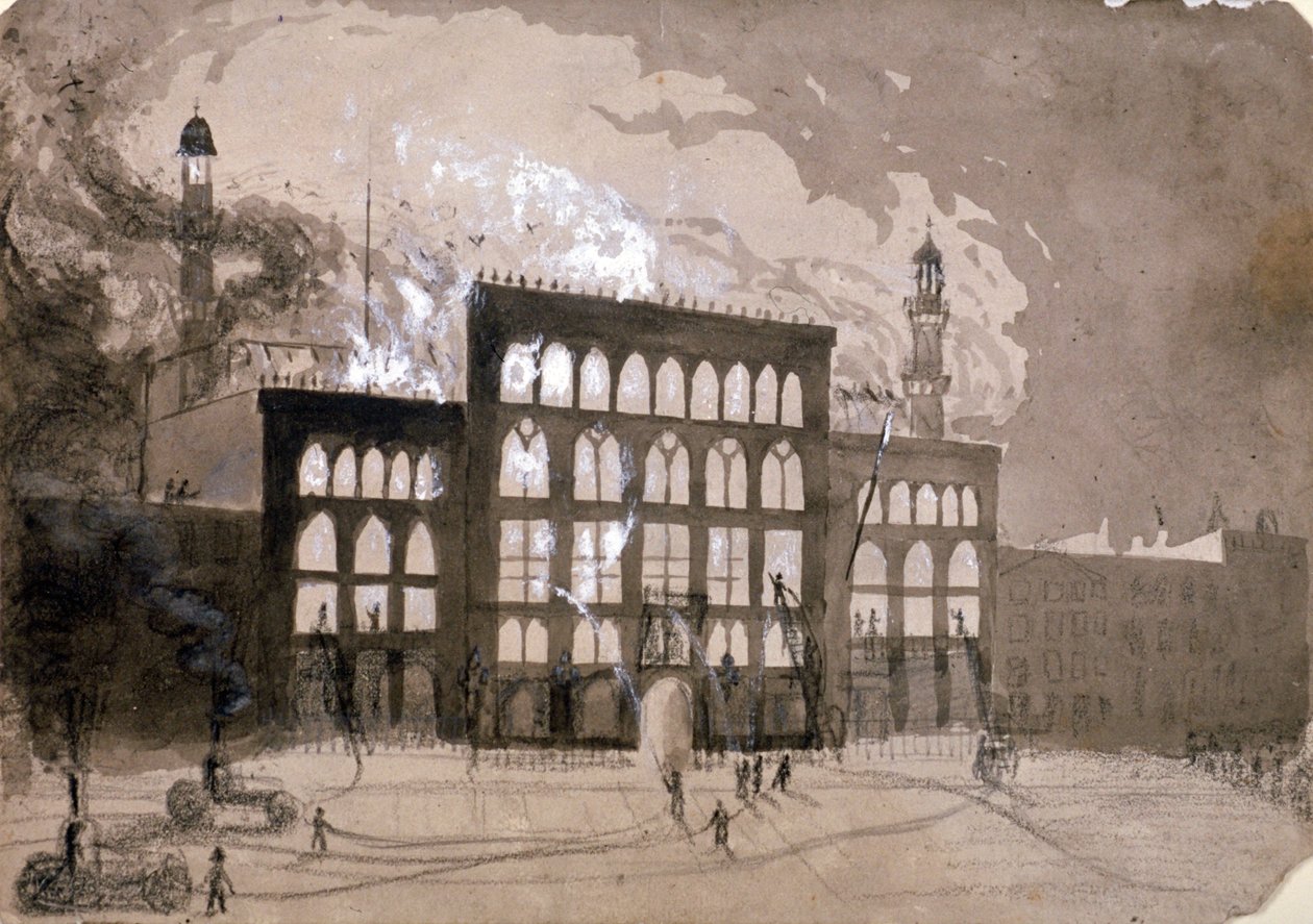 Brand in het Alhambra Theater, Leicester Square, Londen door William Dickes