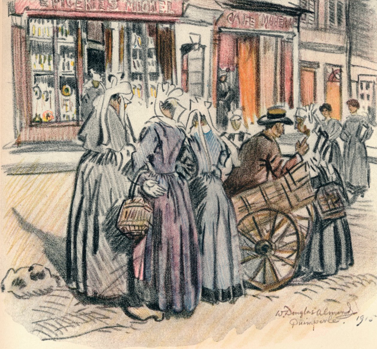 Straatroddel, Quimperle, 1915 door William Douglas Almond
