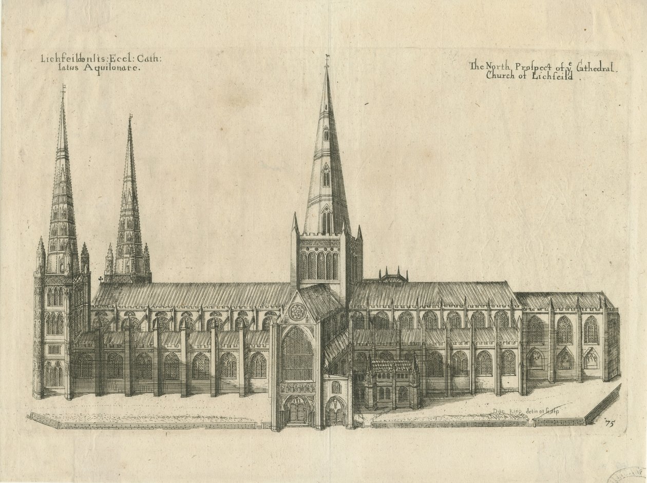 Lichfield Cathedral - Zuidaanzicht door William Dugdale