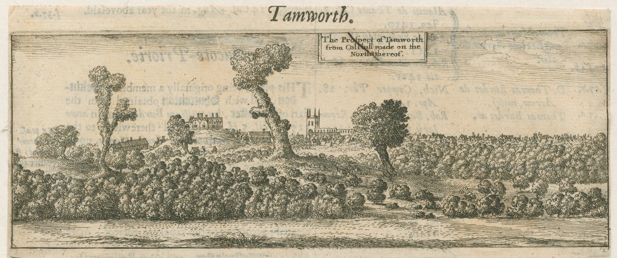 Tamworth - Panorama: kopergravure, nd [17e eeuw] door William Dugdale