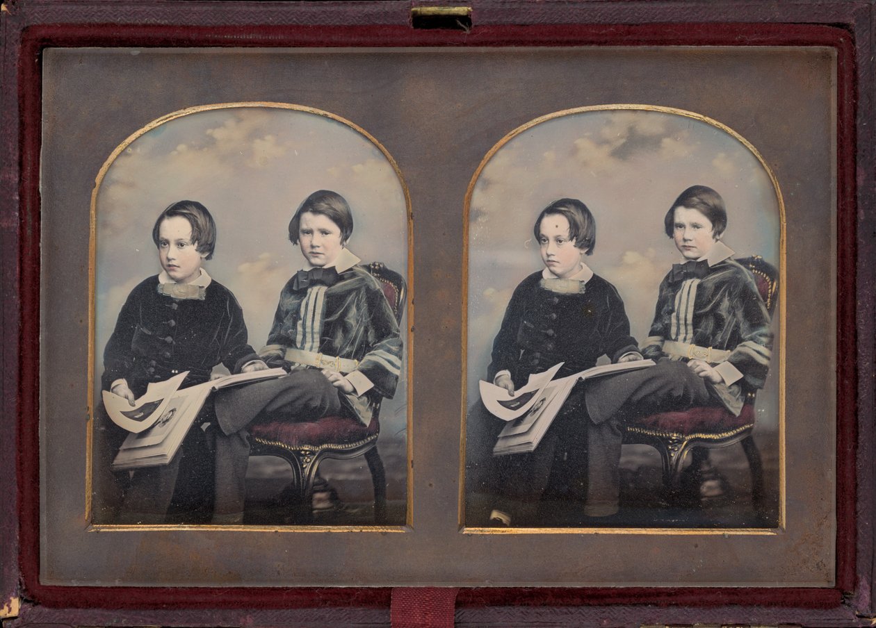 Portret van twee jongens,jaren 1850 (foto) door William Edward Kilburn