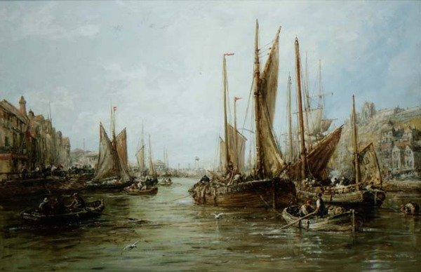 Kade met Vissersboten door William Edward Webb