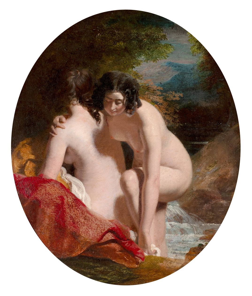 Badende vrouwen (olieverf op paneel) door William Etty