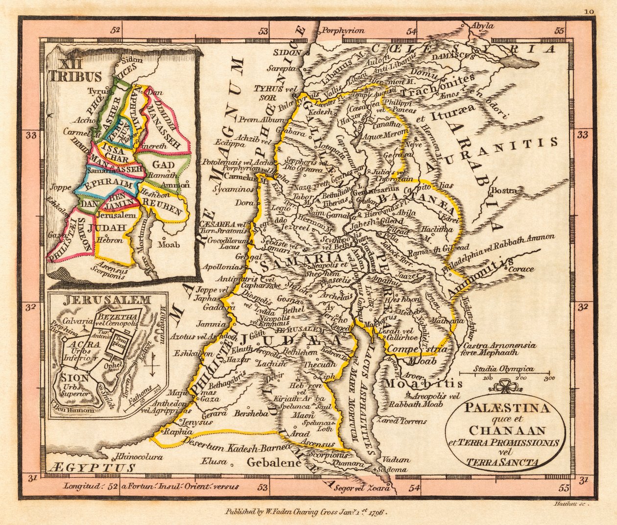 Palestina. Kaart door William Faden