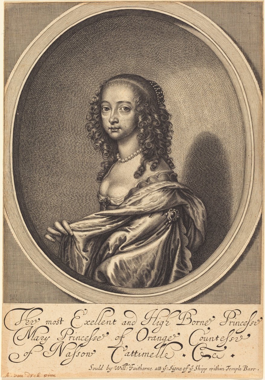 Mary, Prinses van Oranje door William Faithorne after Sir Anthony van Dyck