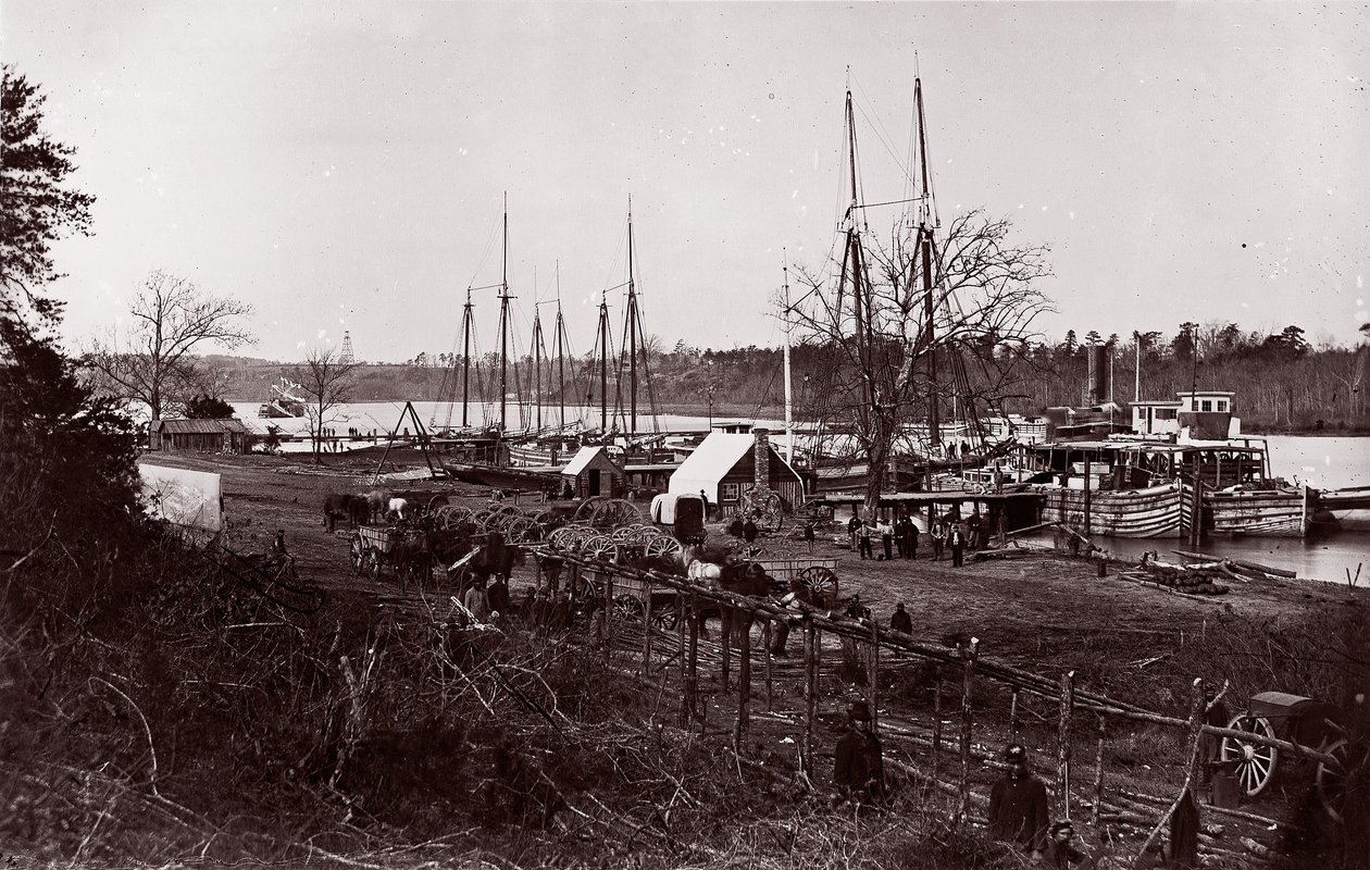 Broadway Landing, Appomattox River, 1864 door William Frank Browne