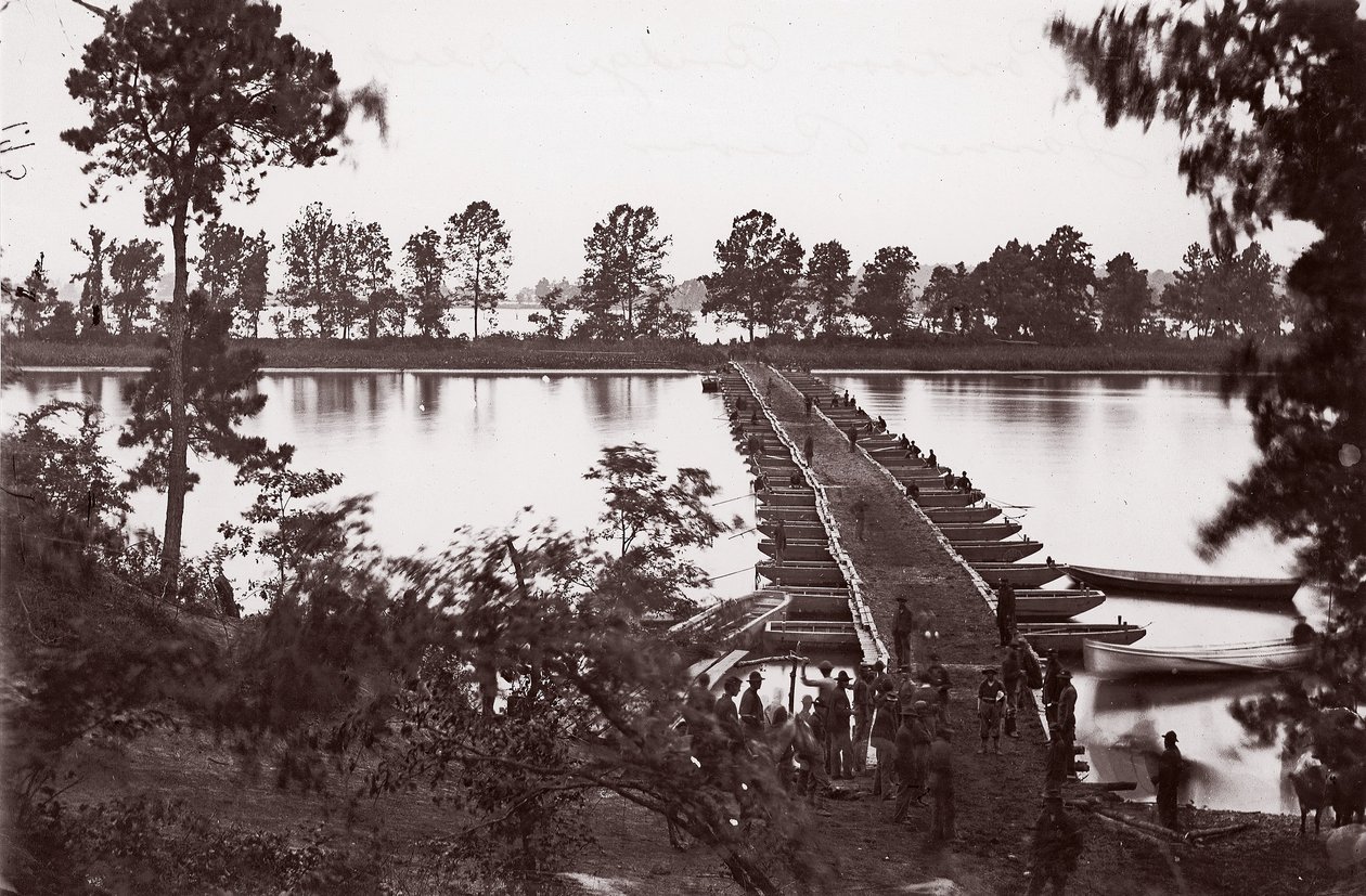 Pontonbrug over de James River, ca. 1864 door William Frank Browne