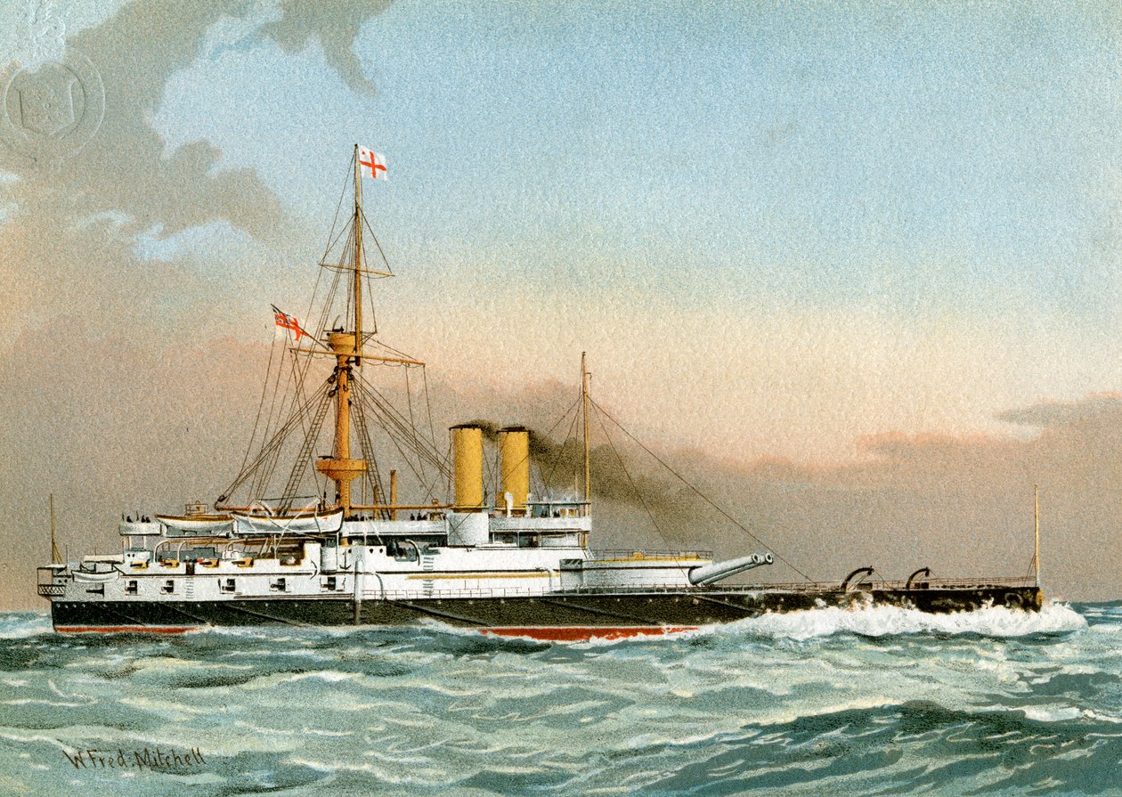 HMS Victoria, Koninklijke Marine 1e Klasse Slagschip door William Frederick Mitchell