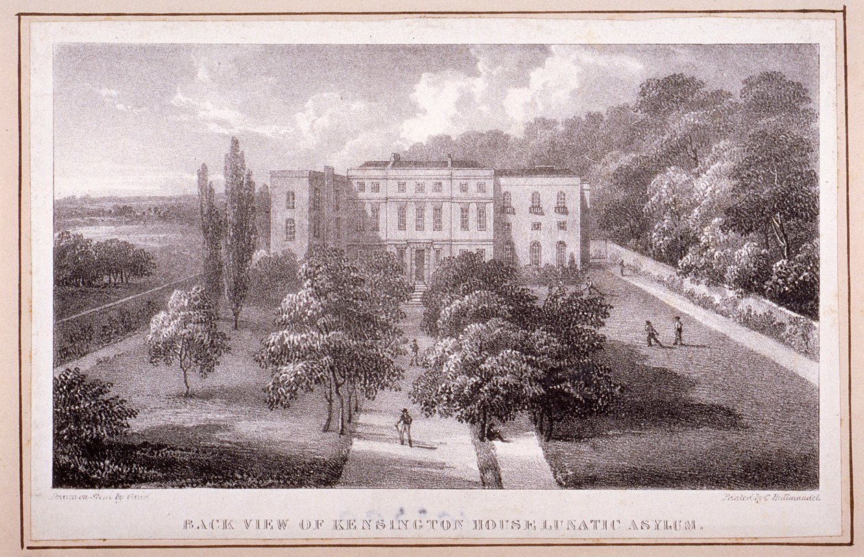 Uitzicht op Kensington House Lunatic Asylum door William Gauci