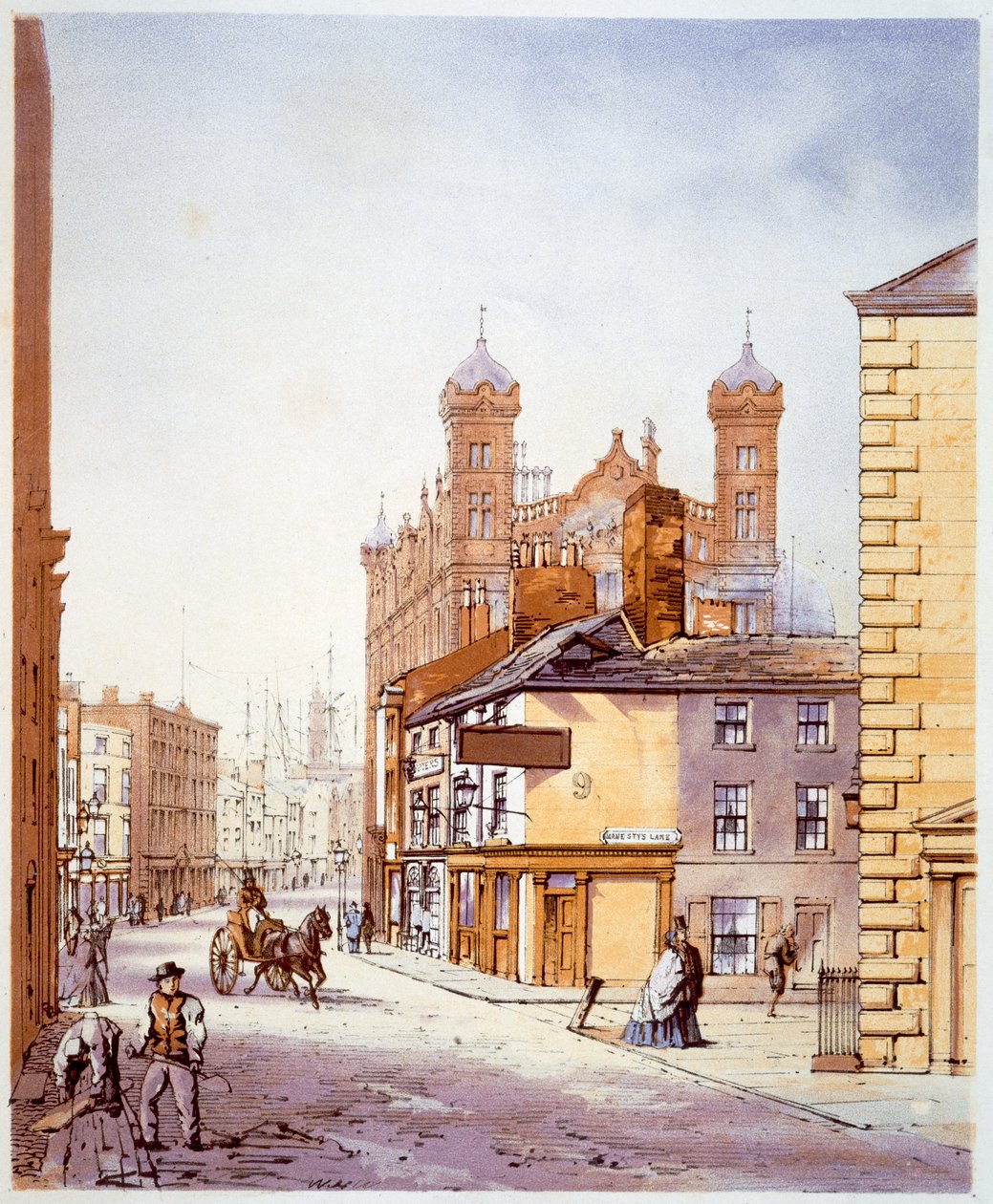 Het Zeemanshuis, vanaf Hanover Street, Liverpool, 1864 door William Gawin Herdman