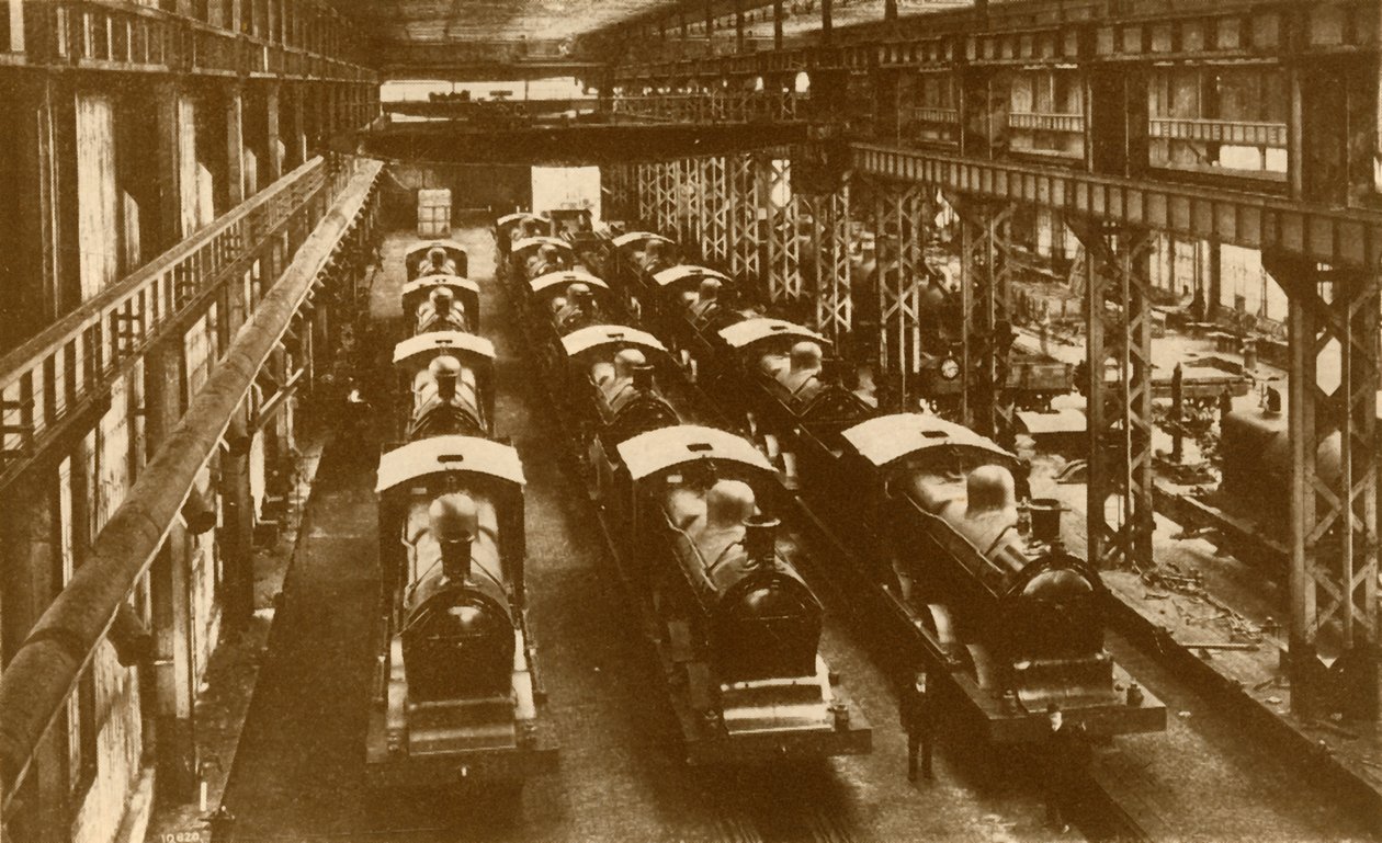 Locomotieven klaar voor verzending overzee, ca. 1930 door William George Armstrong