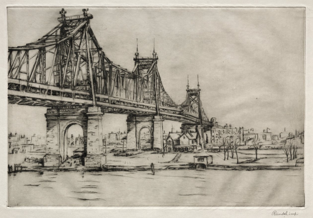 Queensboro Bridge, New York door William George Reindel