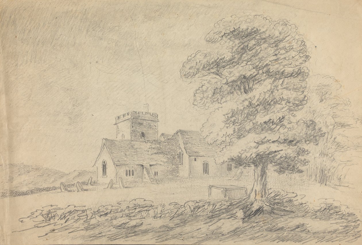Uitzicht op de kerk van Boldre door William Gilpin