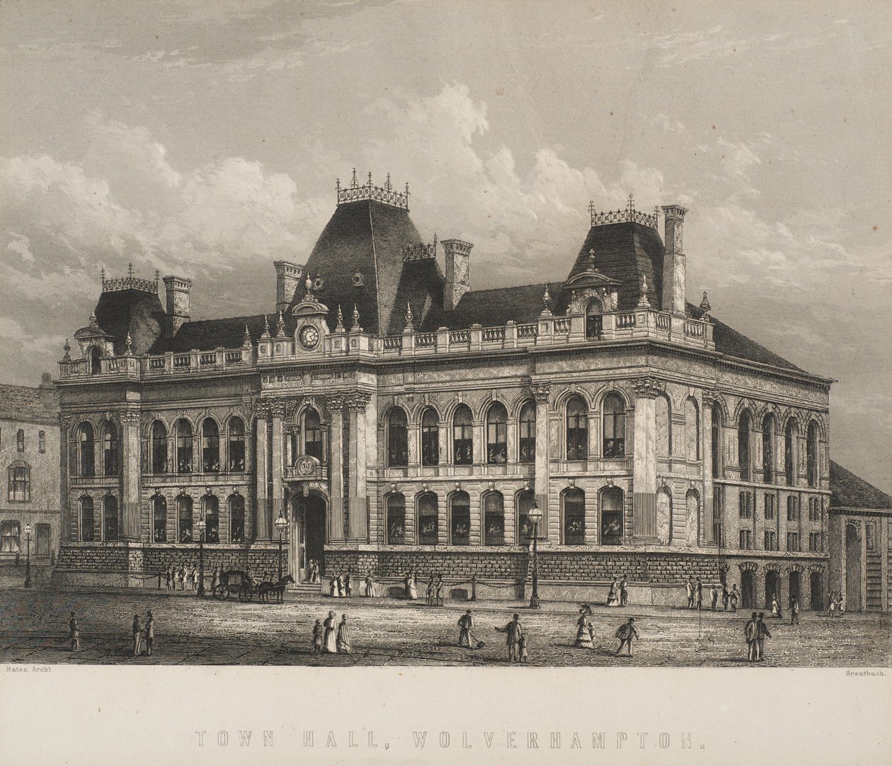 Stadhuis, Wolverhampton, ca. 1871 door William Greatbach