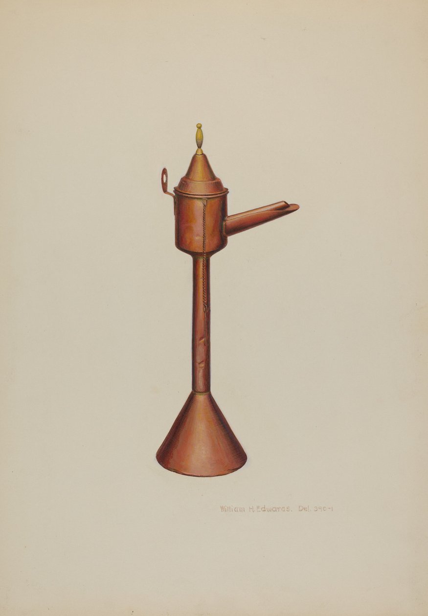 Walvisolielamp, ca. 1938 door William H Edwards