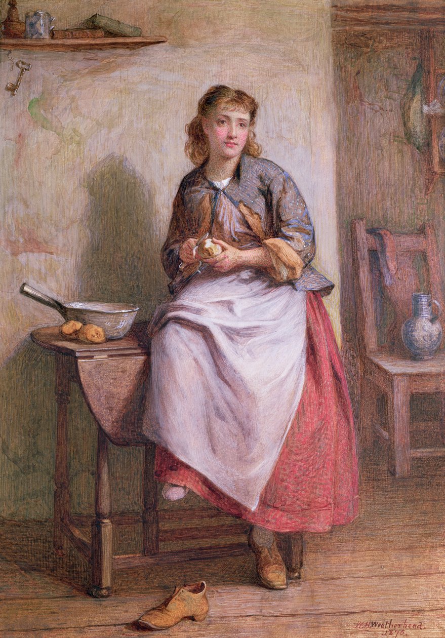 Meisje die Aardappelen Schilt door William Harris Weatherhead