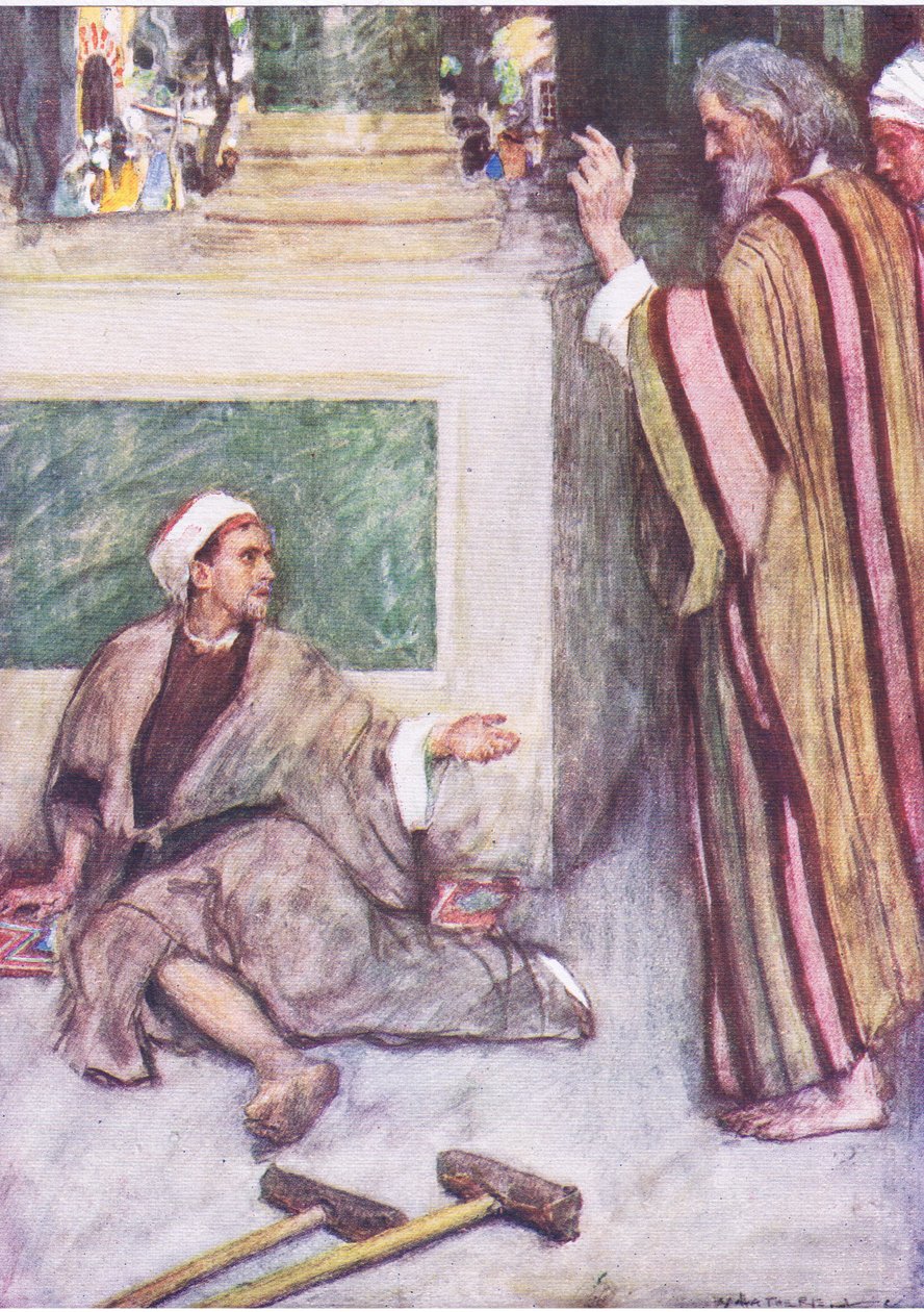 Petrus en Johannes genezen de lamme man, uit Het Bijbelverhaal gepubliceerd door Hodder & Stoughton, ca. 1930 door William Hatherell