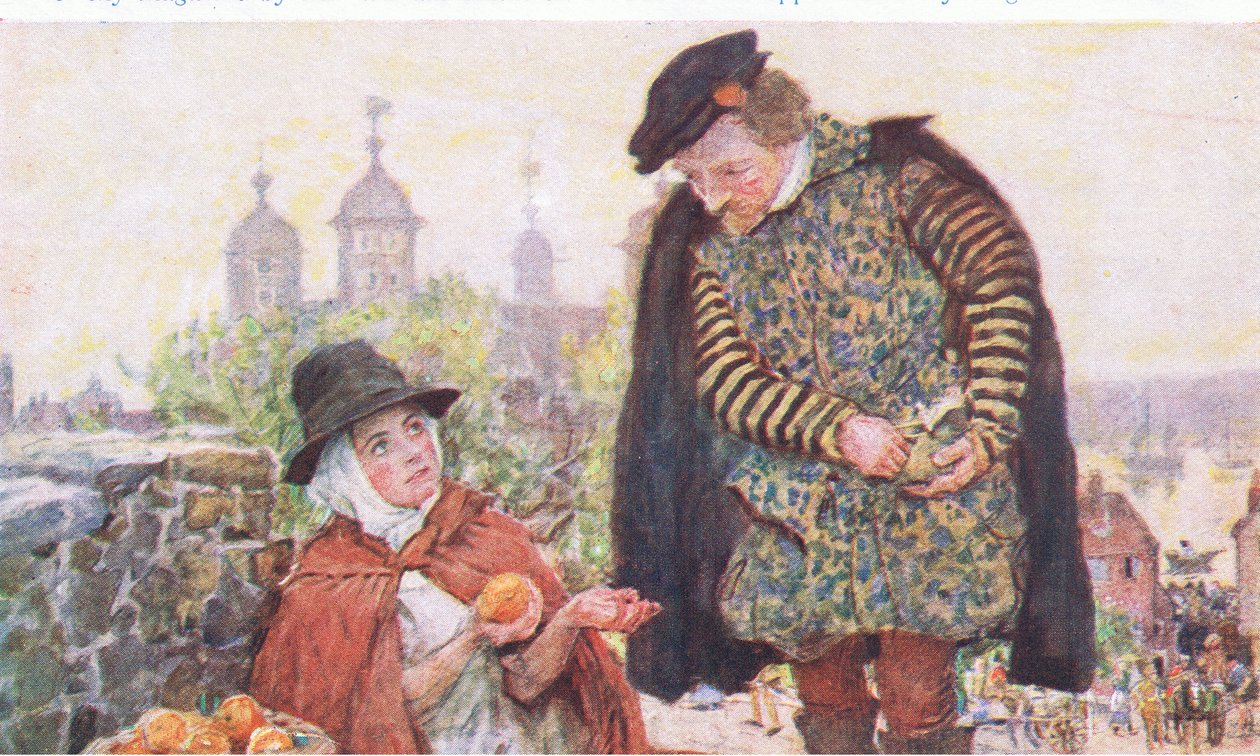 Shakespeare koopt een sinaasappel van een vrouw op Tower Hill, uit Mijn Tijdschrift door William Hatherell