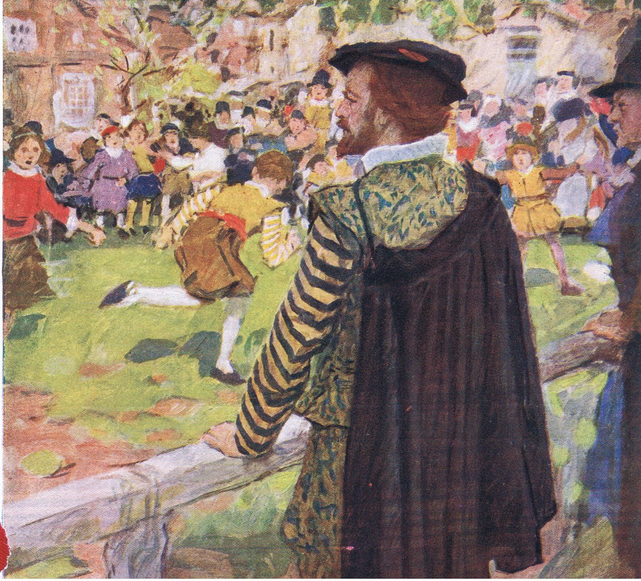 Shakespeare kijkt naar kinderen die spelen bij Temple Bar, uit Mijn Tijdschrift door William Hatherell