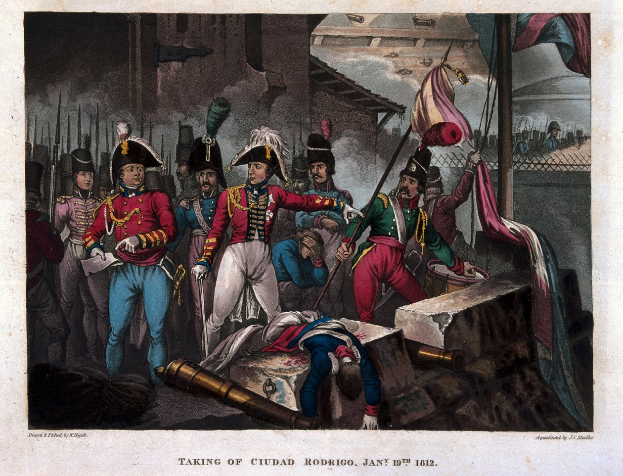 Inname van Ciudad Rodrigo op 19 januari 1812, gepubliceerd 1818 door William Heath